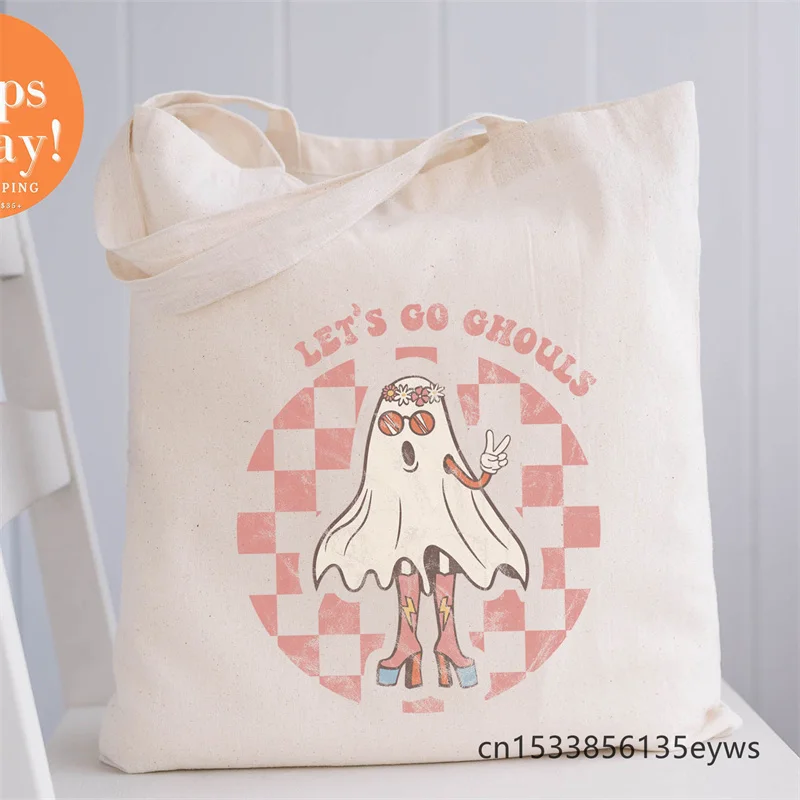 

Let',s Go Ghouls Graphic хипстерская сумка для покупок с мультяшным принтом, сумки для девочек