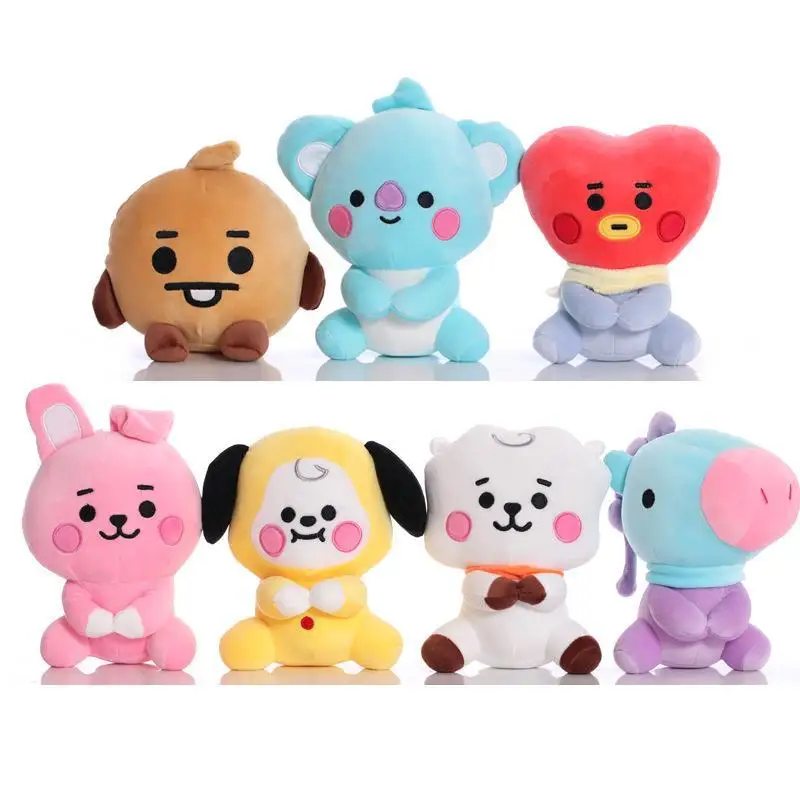

Bt21 Anime Plush Doll Kawaii Kpop Ckooy Chimmy Tata Shooky Soft Stuffed Plushie Toys Bag Pendant Decoration for Fan Gifts