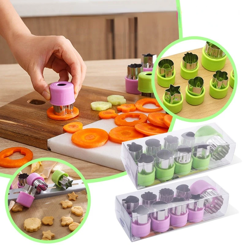 9/12Pcs Vegetable Cutter Flower Shapes Mini Pie Cookie Cutters Fruit Pastry Stamps Biscuit Mold for Kids Food Baking Tools