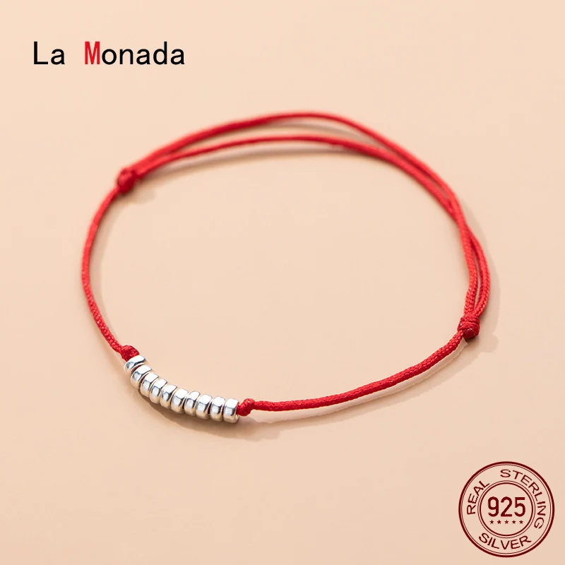 

La Monada 17-26cm Circle Bead Red Thread For Hand 925 Sterling Silver Bracelet For Women Rope Red Thread Bracelets Silver 925