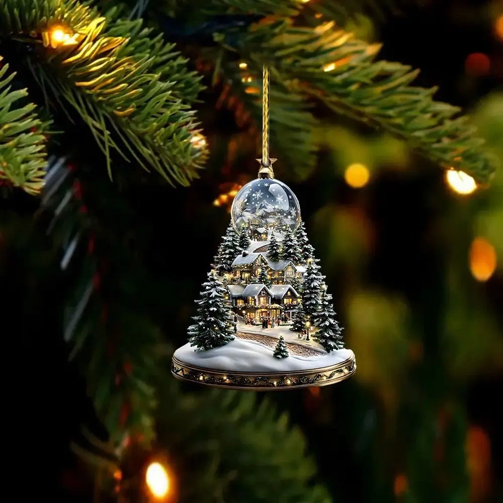 2D Рождественский акриловый кулон плоский снежок Санта-Клаус подвесной орнамент