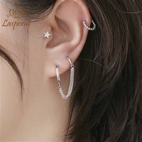 fashion circle ear cuff retractable earrings for women gold color huggie unisex double piercing hoop earring female accessories
