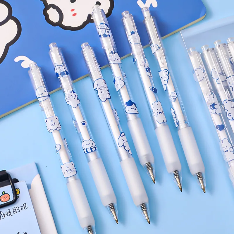 

Simple Cute Gel Pen for Kawaii Writing Stationery 0.5mm Black Push Ballpoint Pen for School Supplies Business Office Accessories