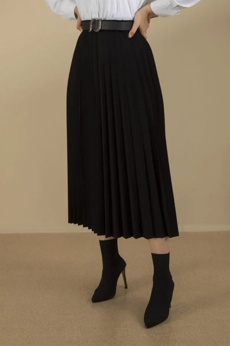 

Women's black pleated long skirt-2022 custom hijab skirt