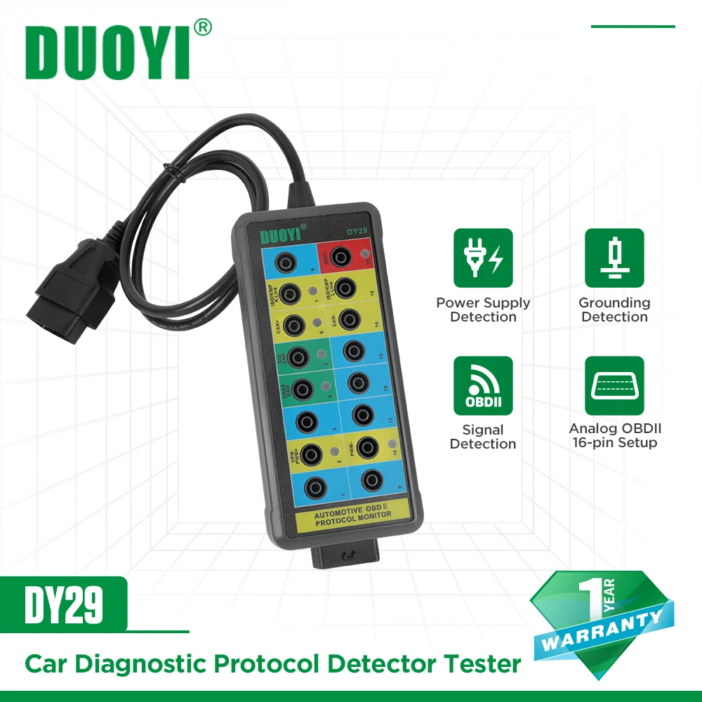

Диагностический тестер DUOYI DY29, автомобильный диагностический прибор, Obd2 монитор интерфейса OBDII
