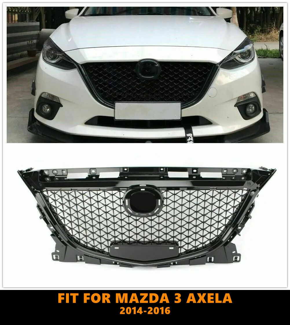 

ABS Front Black Middle Grille Front Bumper Grill Upper Grille Honeycomb Grill For Mazda 3 Axela 2014 2015 2016