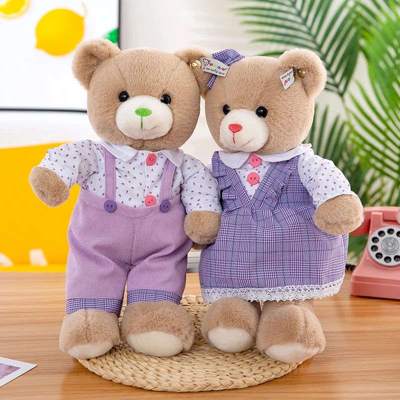 

40cm Cute Soft Couple Sweater Bear Plush Toys Office Nap Stuffed Animal Pillow Home Comfort Cushion Gift Doll for Kids Girl