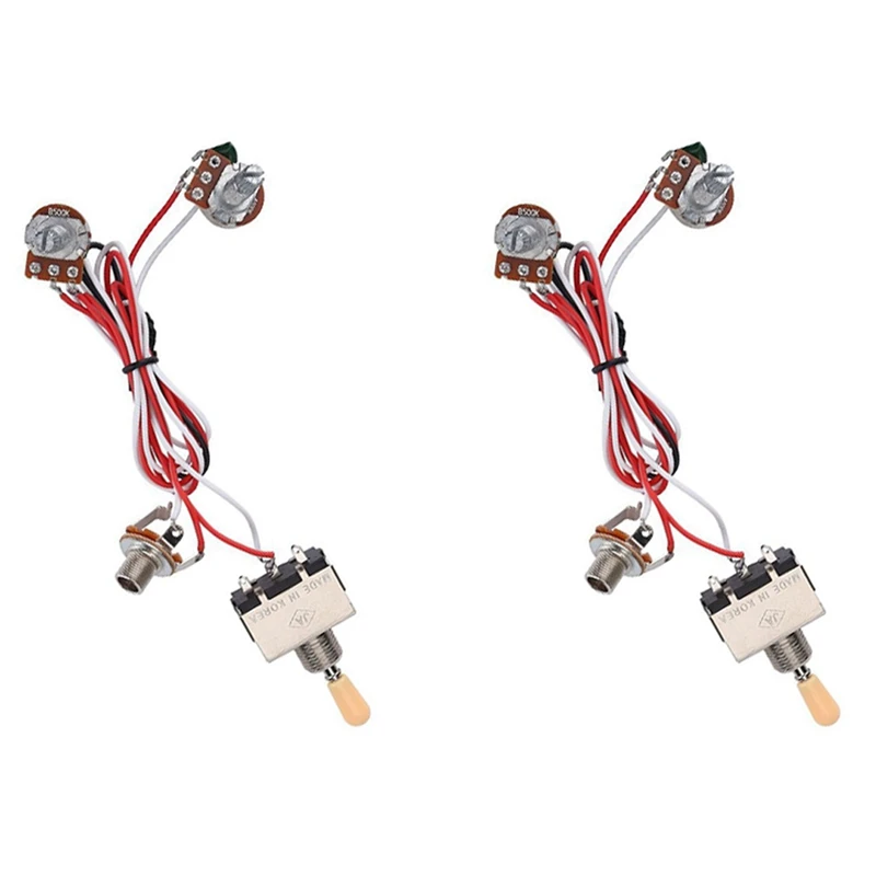 

2X Guitar Wiring Harness 3Way Toggle Switch 1V1T 500K Electric Guitar 2 Humbucker