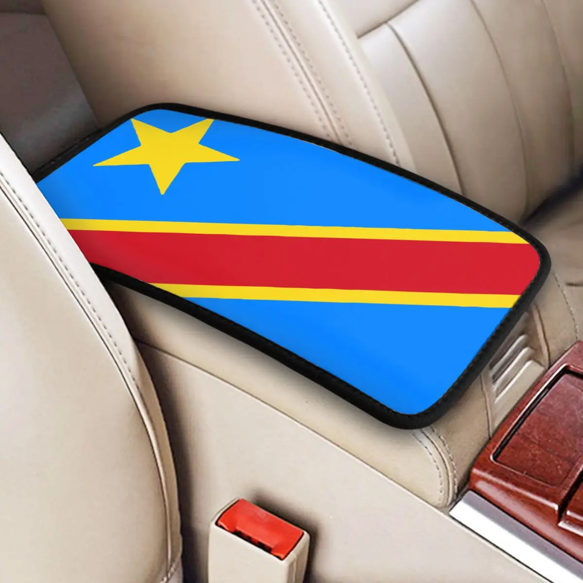 

Flag Of Congo Kinshasa Zaire Center Console Cushion Pad for Cars Car Interior Accessories Armrest Cover Mat Storage Box Pad