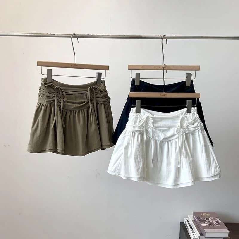 Юбка женская трапециевидная на шнуровке повседневная короткая юбка в