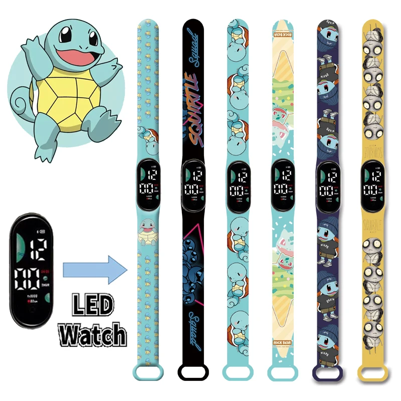 

Pokemon Children's Watch Anime Character Pikachu Squirtle Bulbasaur Charmander LED Waterproof Sports Bracelet Watch holiday gift