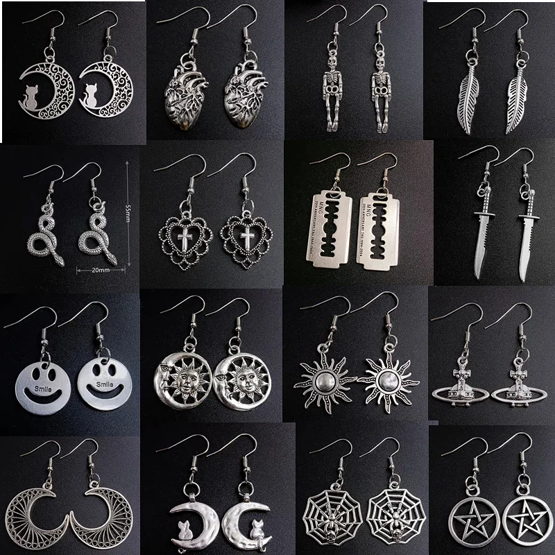 

35 Style Gothic Earrings for Women Girls Drop Dangle Teens Charm Gift Accessories Party Jewelry Simple Punk Rock New Earings