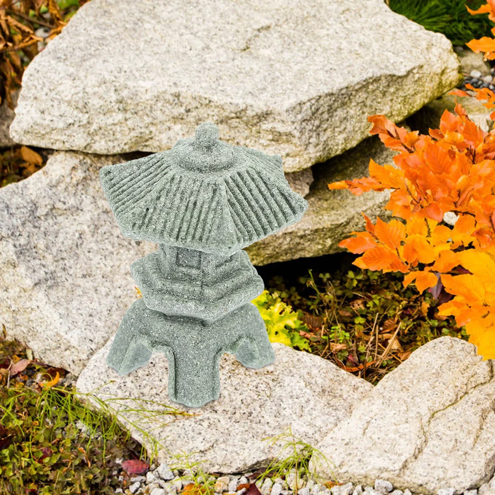 

2 Pcs Lantern Japanese Tower Light Decoration Architecture Garden Statue Stone Decorations