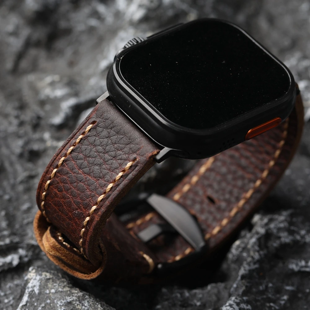 Многослойный ремешок ручной работы из воловьей кожи для iWatch Ultra Apple Watch 49 мм 45 42
