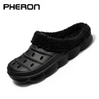 Мужские и женские зимние тапочки, меховые тапочки, теплые пушистые плюшевые садовые мюли, шлепанцы для пар, шлепанцы