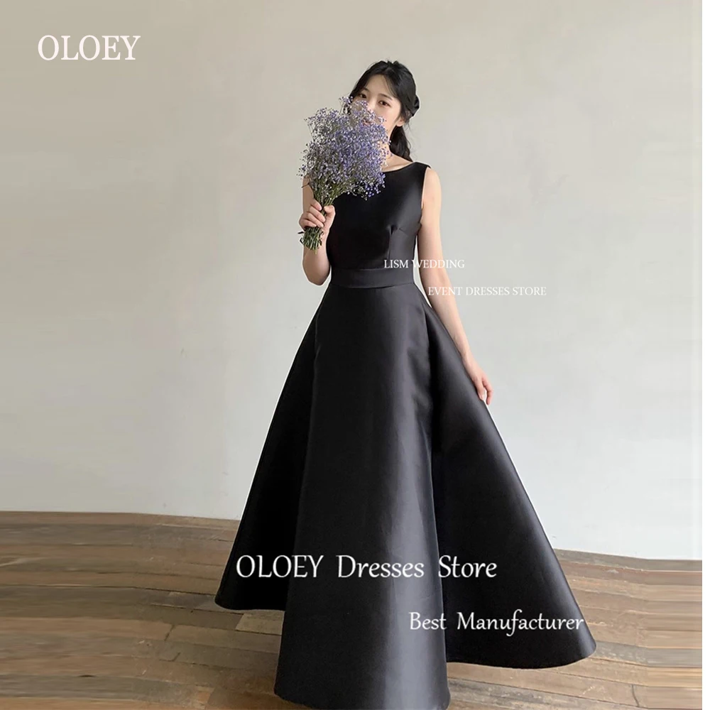 

Простые черные трапециевидные корейские вечерние платья OLOEY, платье до пола с глубоким вырезом для выпускного вечера, вечернее платье для вечеринки, фотосессии