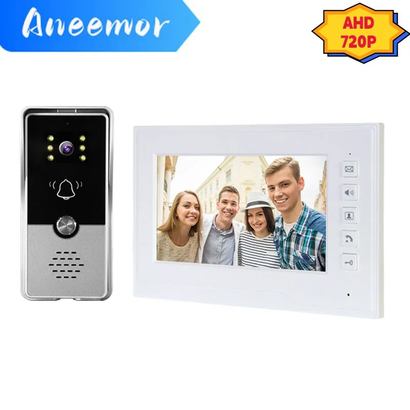 Video Intercom AHD 720P Apartment Home Security Entry Access Control System IR Vision 7 Inch Wired Video Door Phone for Villa