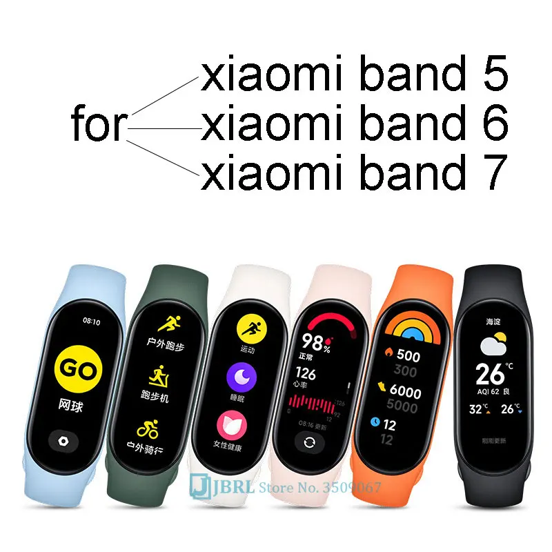 Ремешок для Mi Band 5 6 7 Xiaomi 5/6/7 сменный мягкий силиконовый ремешок наручных часов 4