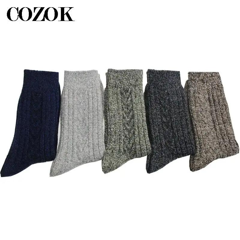 5 Pairs Mens Socks With Wool Twist Double Needle Socks Line To Increase Men Socks Long Thick Warm Winter Sock Calcetines Hombre