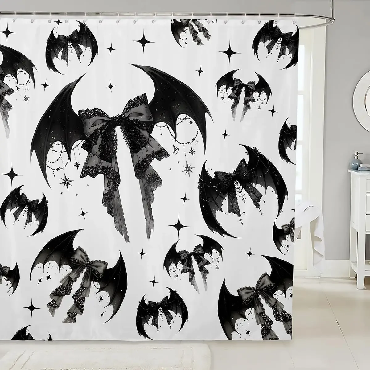 Halloween Shower Curtain Bloody Handprint Skeleton Bats Ghost Pumpkin Happy Elf Polyester Bath Home Decoration