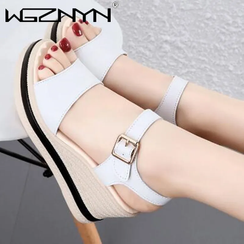 

2022 Fashion New Comfortable Summer Wedges Shoes Women's Platform Sandals Women's Casual Black Beige White Footwear Size 35-40