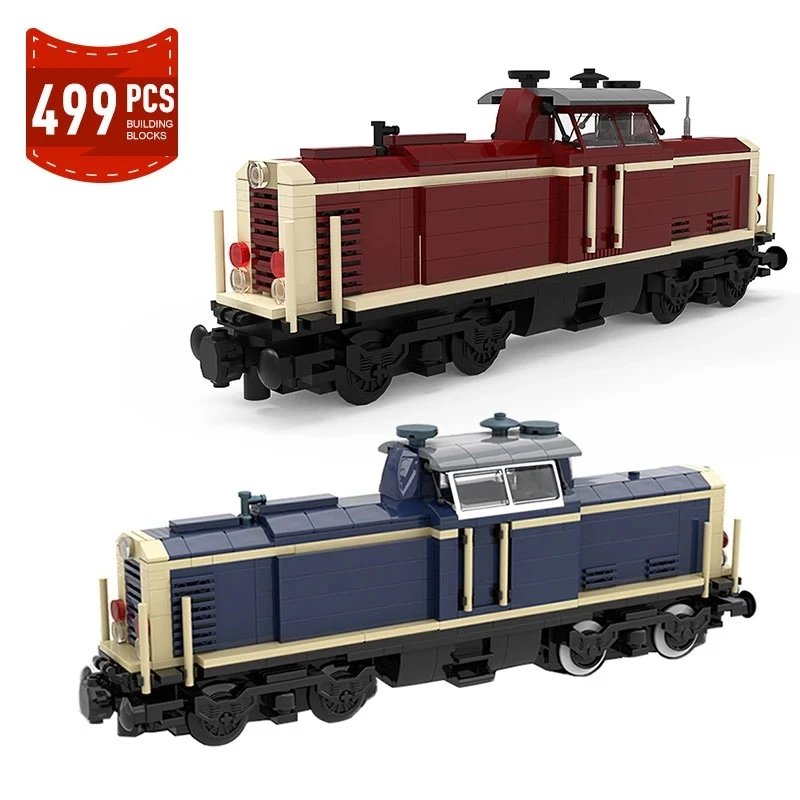 

Moc City V100 German Cargo Locomotive Retro Steam Train Building Block Railway Train Model Technical Bricks Toys for Children Mo