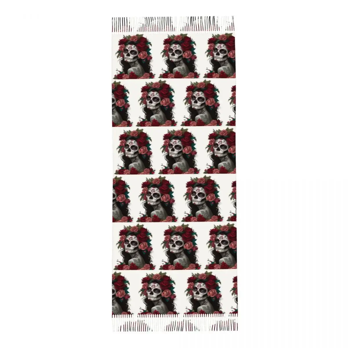 Мексиканский шарф День мертвых девушек шарфы с кисточками для женщин мягкие