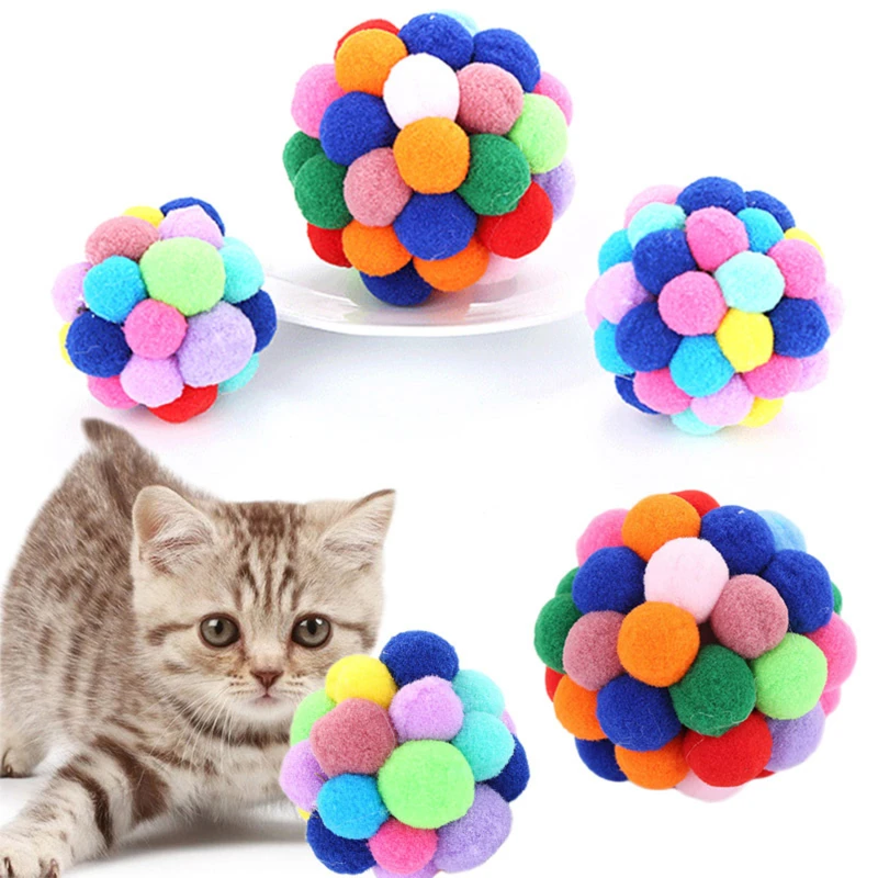 

Игрушка для домашних животных, кошек, красочный мяч-батут ручной работы, игрушки для котят, плюшевый мяч-колокольчик, мышь, игрушки для кошек, интерактивные товары для домашних животных
