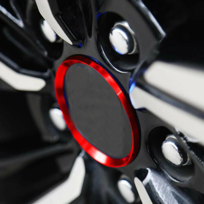 

Red Wheel Ring Trim Aluminium Alloy 4Pcs Exterior Set Practical Durable