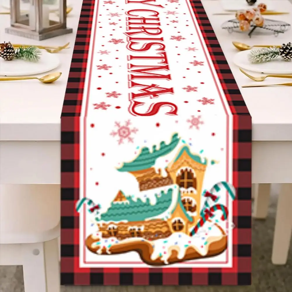 

Festive Table Runner Durable Cartoon Pattern Christmas Table Runner Festive Kitchen Decoration for Holiday Reusable Protective