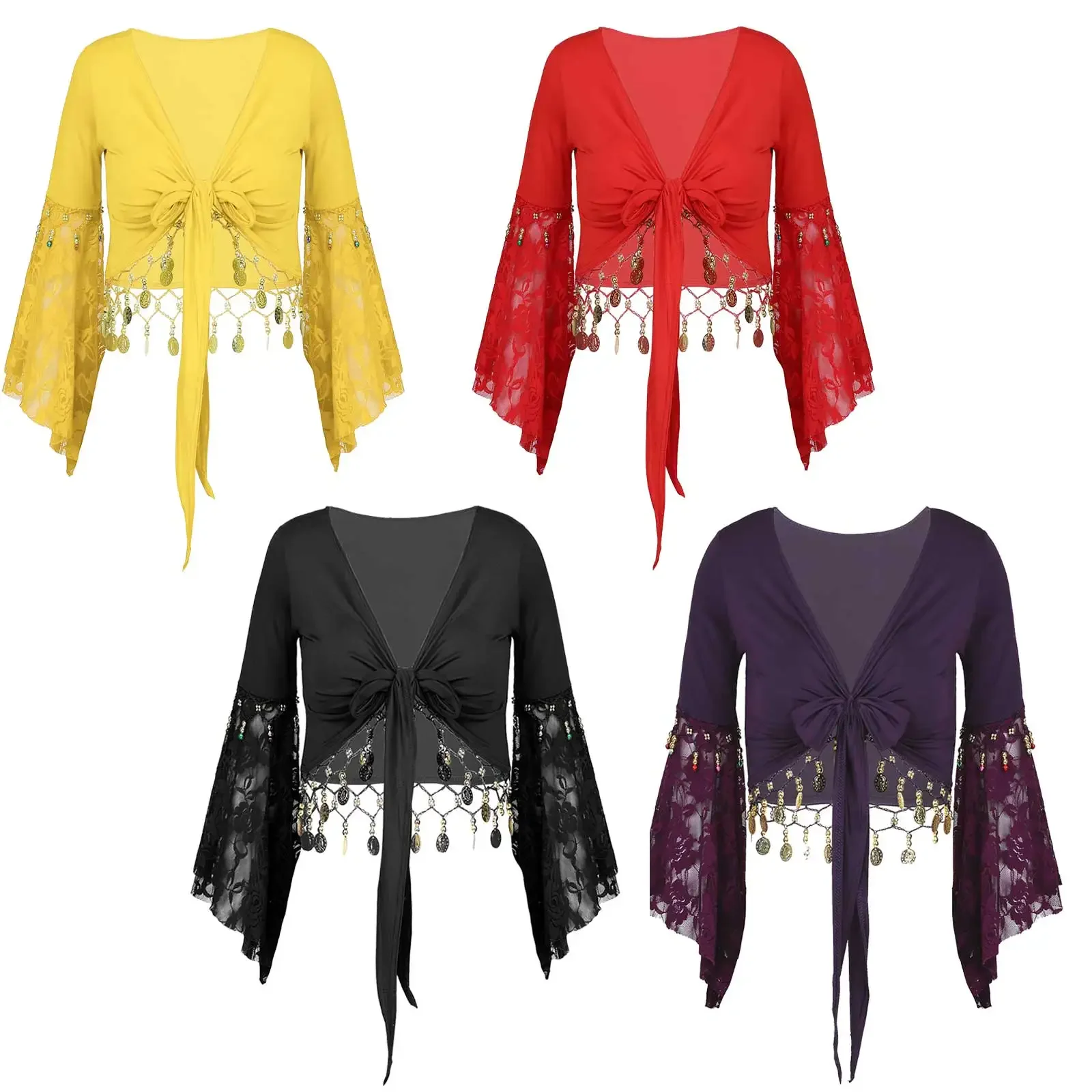 Женский кружевной кардиган TiaoBug в стиле пэчворк с рукавами три четверти бусинами