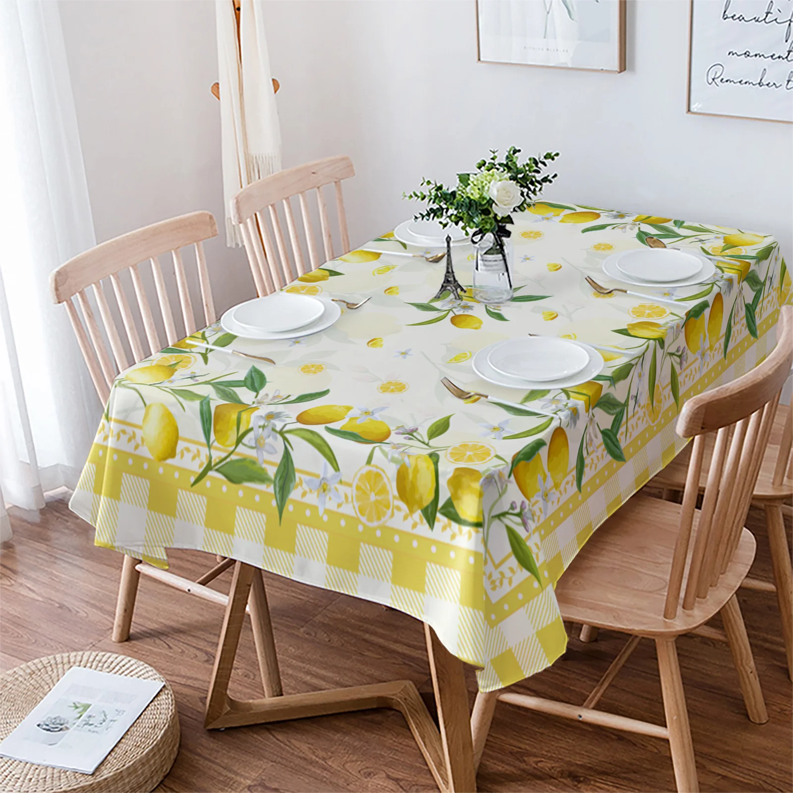 

Водонепроницаемая скатерть с изображением фруктов и лимона, обеденный стол, Свадебная вечеринка, прямоугольная, круглая, искусственная кухня, украшение