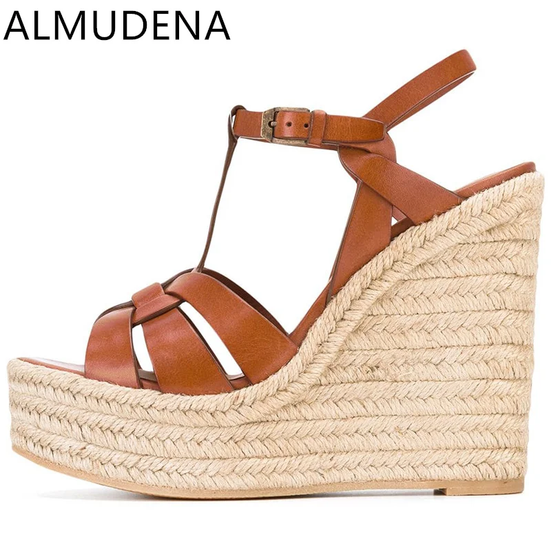 

Сандалии женские на платформе и толстом каблуке, однотонные римские босоножки на танкетке, с ремешком с пряжкой, резиновая обувь для взрослых, для летнего сезона