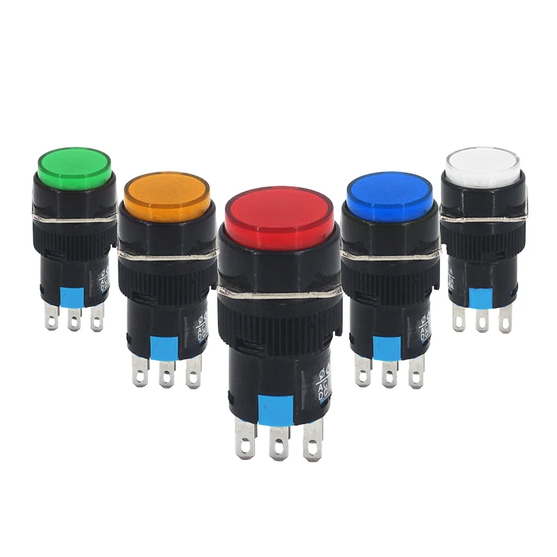 

16mm Flat Pushbutton switch Flush Button Switch 1NO1NC 2NO2NC 3pin 5pin