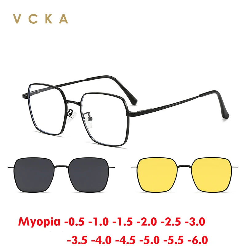 VCKA 3 в 1 поляризационные солнцезащитные очки для близорукости новые мужские и