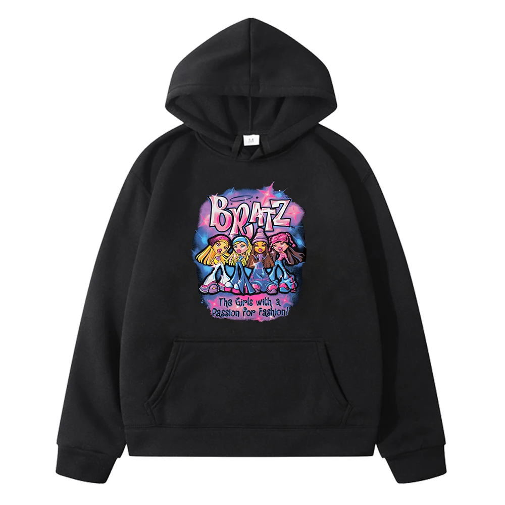 

Bratz Cartoon Graphic Print Hoodies Long Sleeve Comfortable Hooded Sweatshirts Casual Kawaii Cartoon Children Hoody Boys Girls
