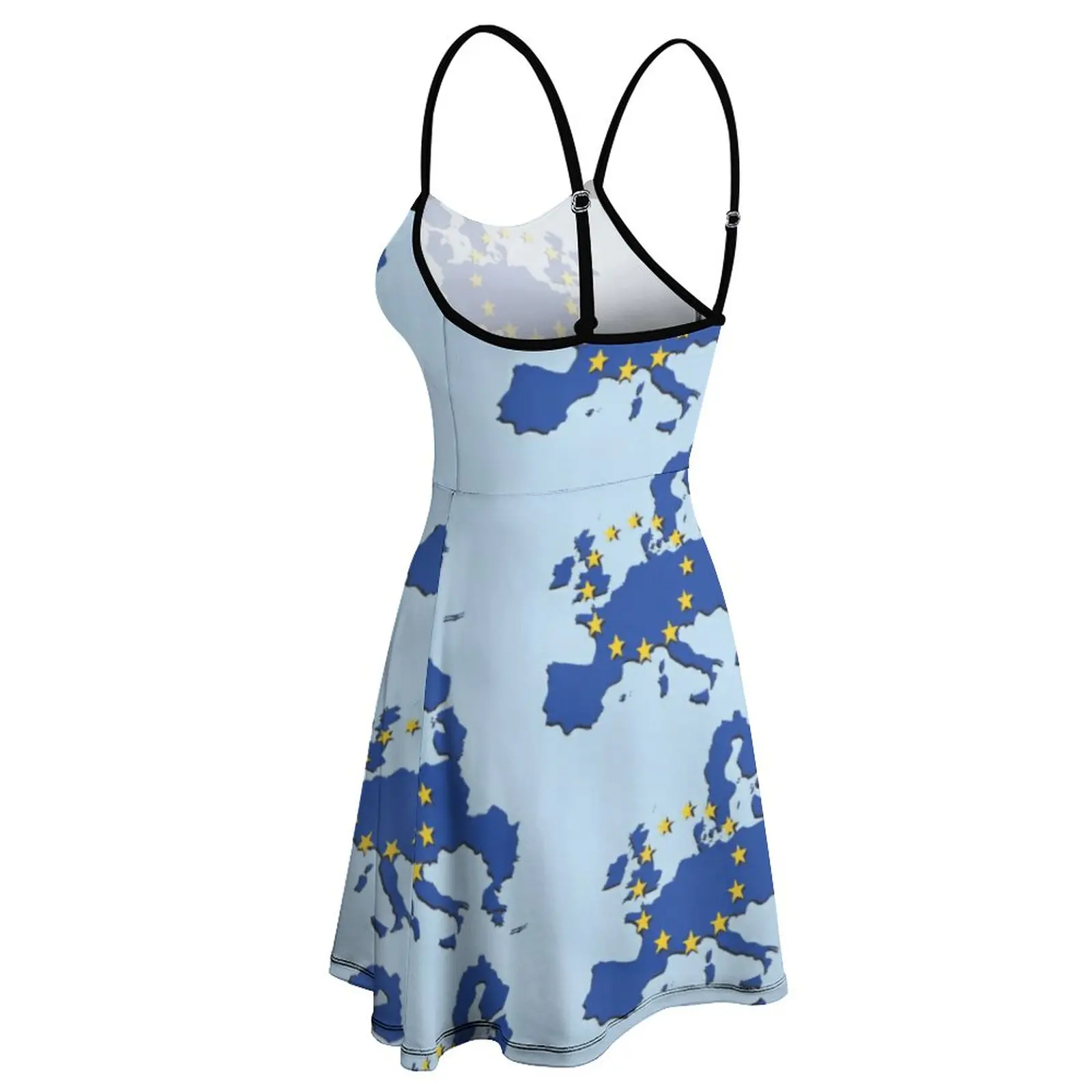 Женское платье на бретельках с Европейским флагом и картой новинка экзотическое