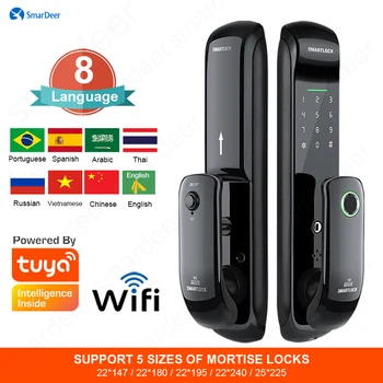 SmarDeer Smart Door Lock for Tuya lock with WiFi Biometric  Fingerprint Lock with Fingerprint/Password/RFID Card/Key/APP unlock