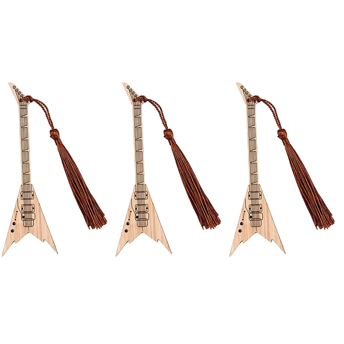 

3pcs Guitar Shape Bamboo Creative Book Mark Bamboo Decoration Page-marker