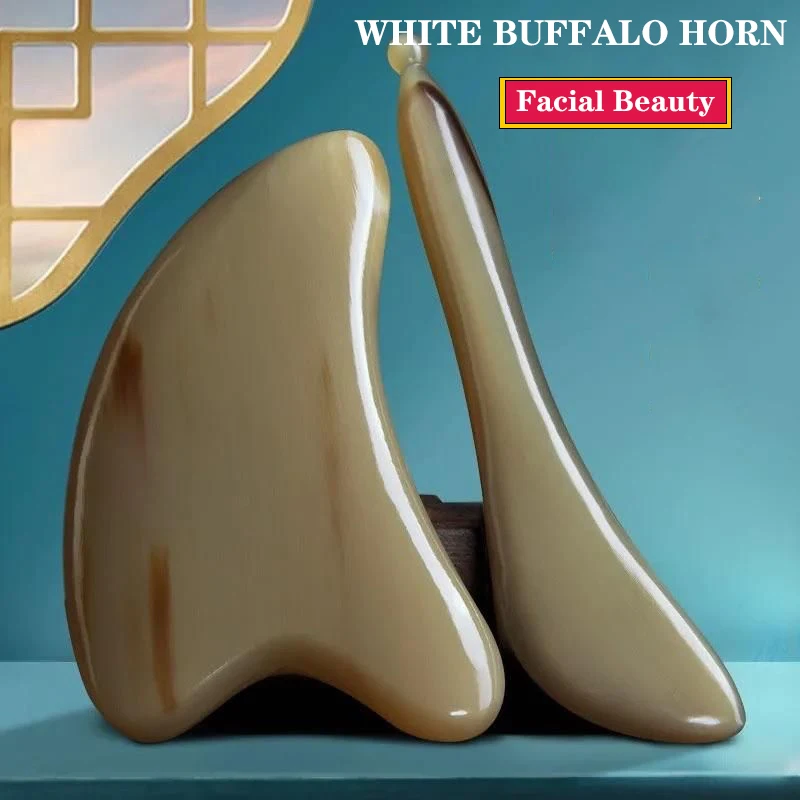 Натуральный OX Horn Gua Sha Board &amp Массаж подтяжка лица Stick Набор для глаз красоты спины