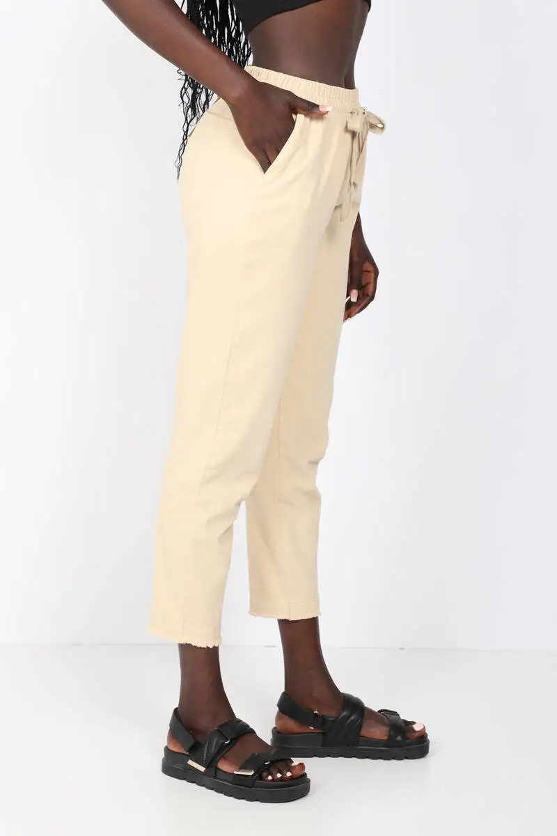 

Womens Beige Waist Drawstring Trousers