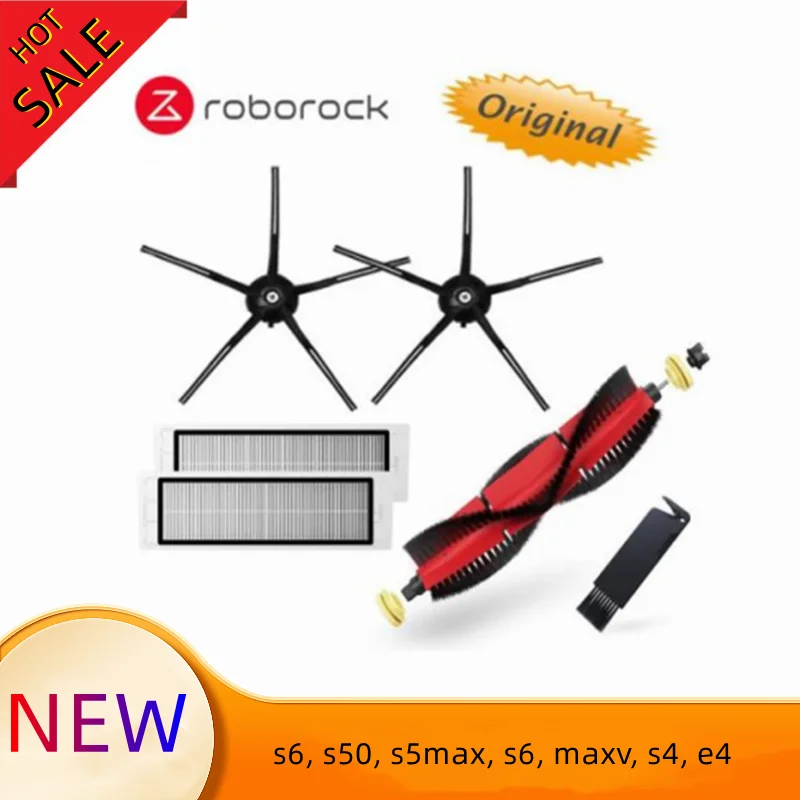 

Roborock-escova principal destacável, original, 2020, 5 braços, silicone, escova lateral, rolo, para roborock s6, s50, s5max, s6