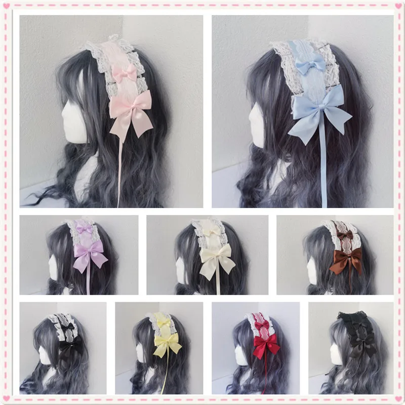 

cosplay anime headband Lolita Headwear KC Sweet Hair Ornament Handmade Lace Bow anime accessories