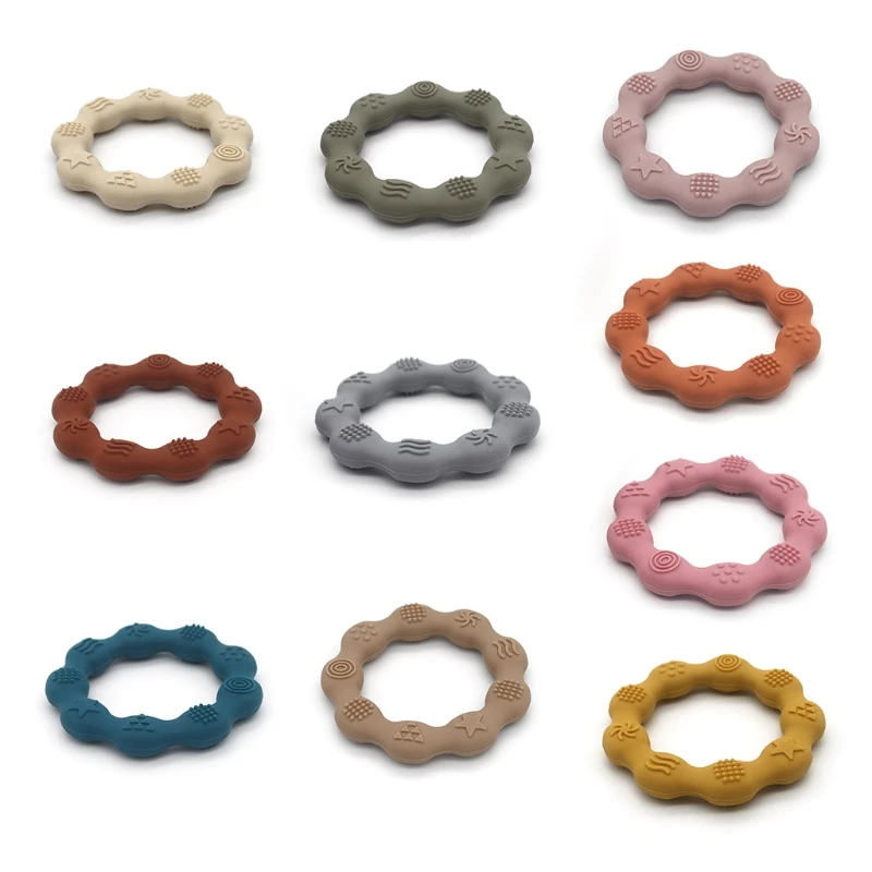 

Silicone Baby Teether Ring Bracelet Infant Sensory Textured Teething Molar Toy