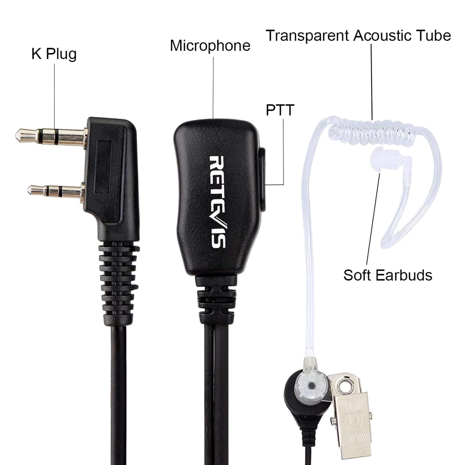 Радиогарнитура 2-контактные наушники со звуковой трубкой совместимые с рациями