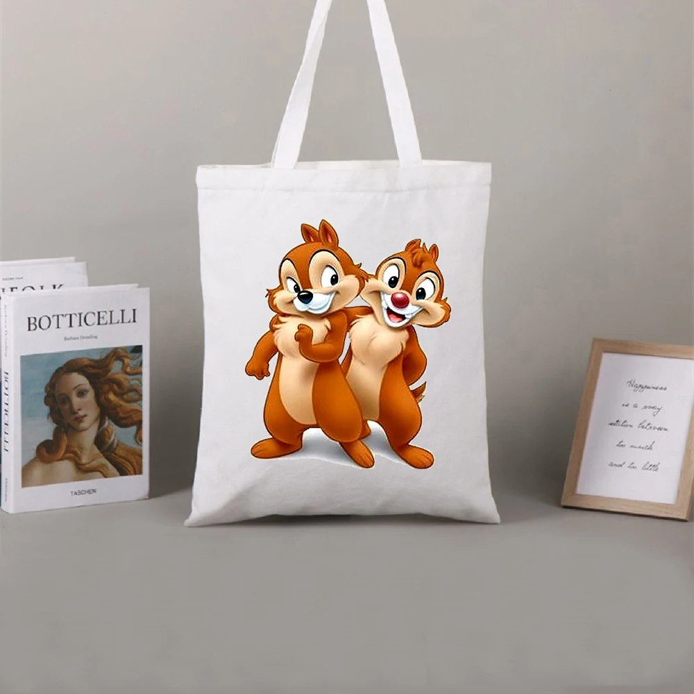 

Disney Kiki Titi Squirrel Tote Bag Cute Beach Print Reusable Christmas Gift Animated Character Large Capacity Eco-Friendly