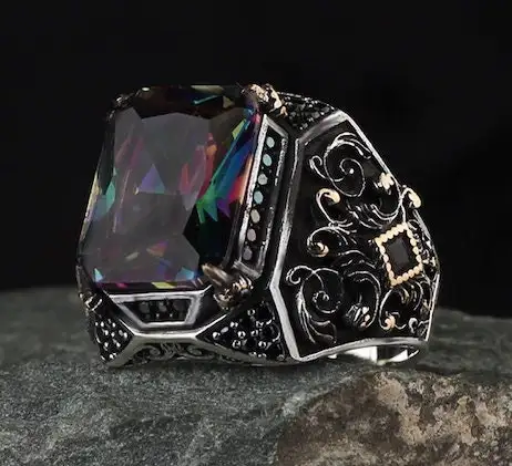 

Silver 925k Mens Ring,Handmade Mens Ring,Natural Topaz Stone,Jewelry Gift For Mens