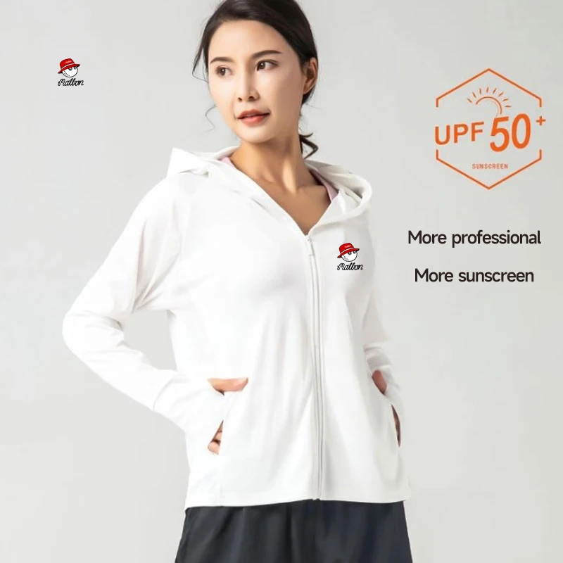 

Quick GOLF Dry Women Summer Sun-protective Clothing Outdoor Sport UV Proof Breathable Long Sleeves Sun Block Hooded Jacket UPF50