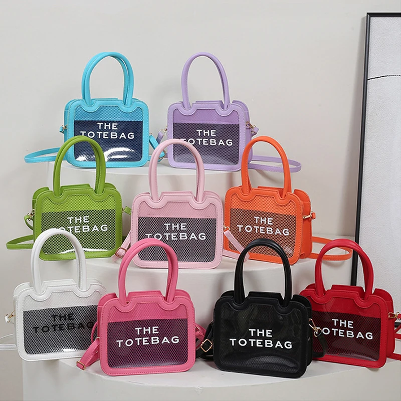 

2023 модная прозрачная сумка-тоут, маленькая квадратная сумка в клетку карамельных цветов, дизайнерские прозрачные женские сумки, роскошные сумки через плечо