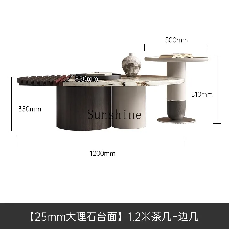 Комбинация журнального столика из массива дерева искусственного мрамора